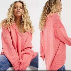 Free People Brookside Coral Sweater